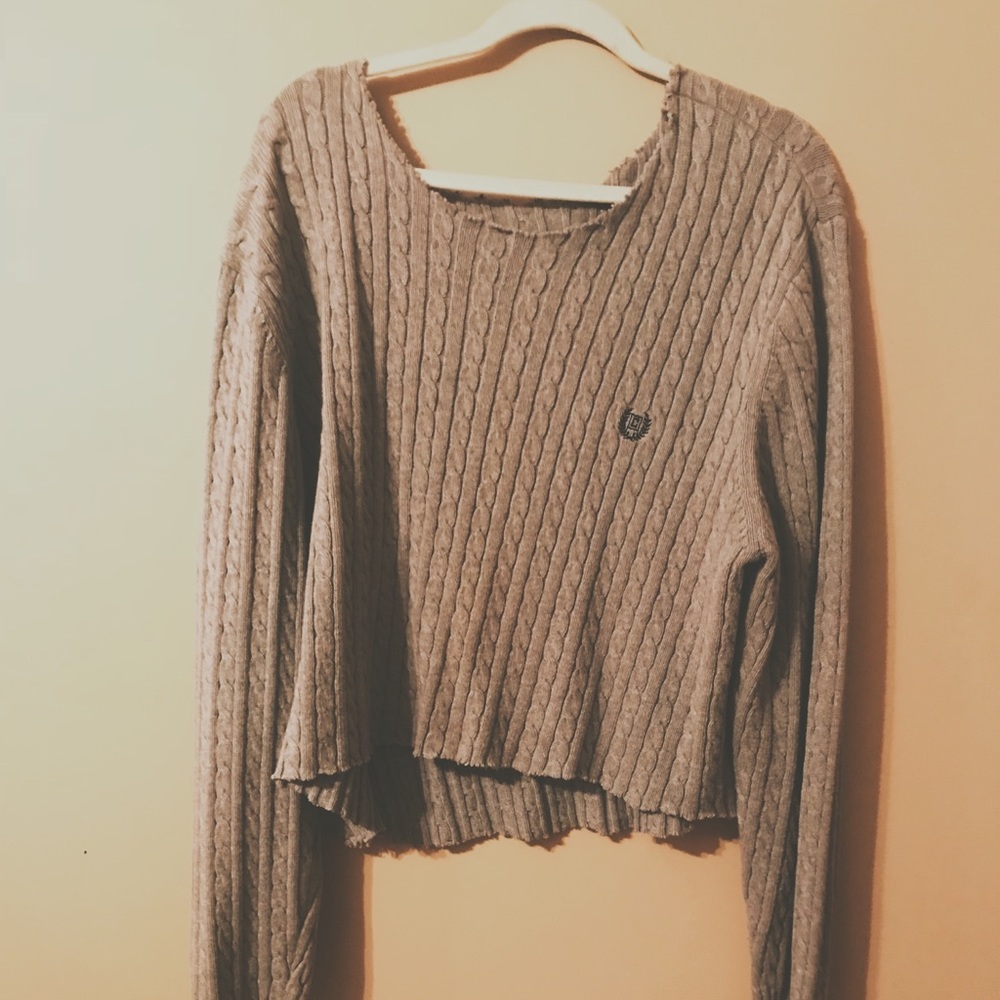 Cropped long sleeve sweater